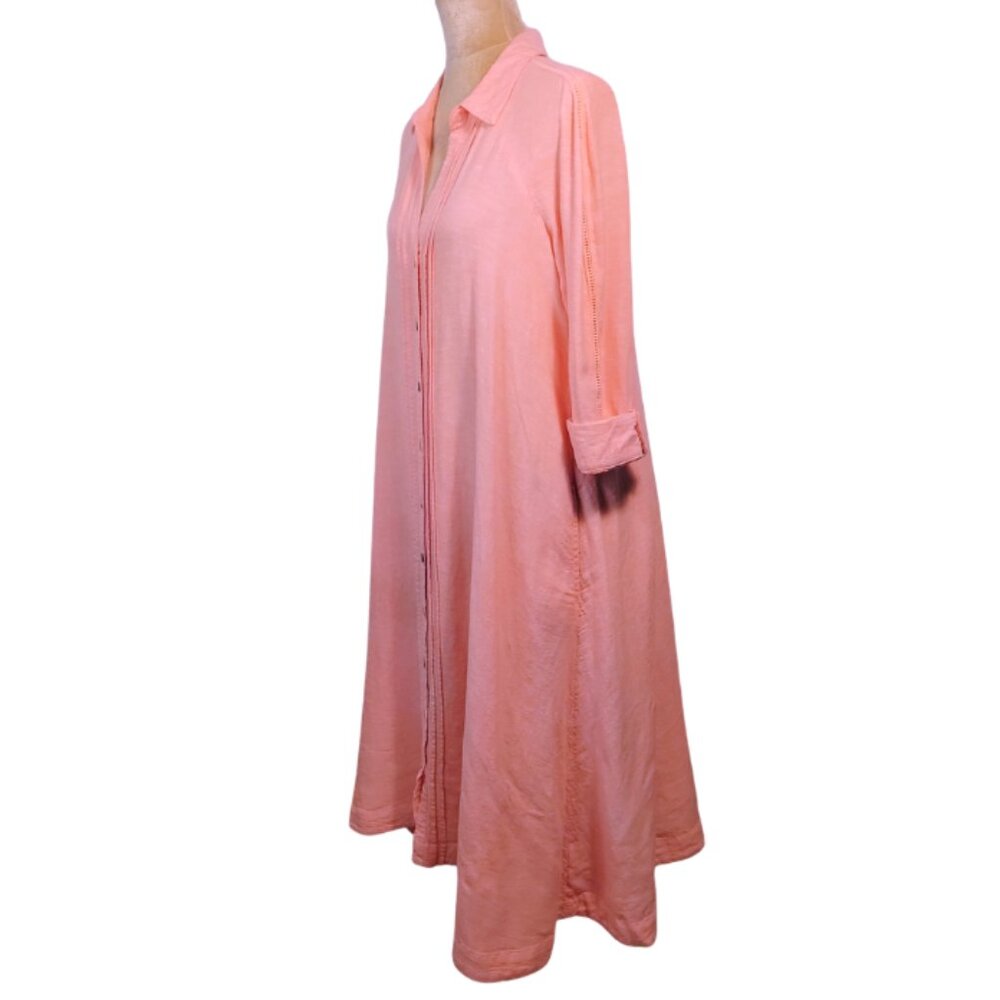 Calypso St. Barth Linen Blend A-Line Midi Dress Vacation Vibes Pockets! Size S